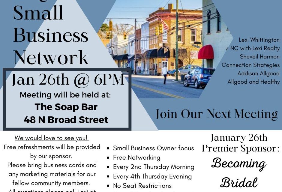 Join us for The Angier Small Business Network (ASBN) Meeting this Thursday