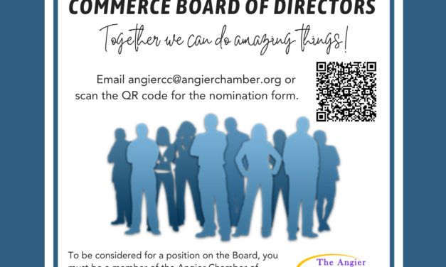 Nominations are now open for the Angier Chamber of Commerce Board of Directors